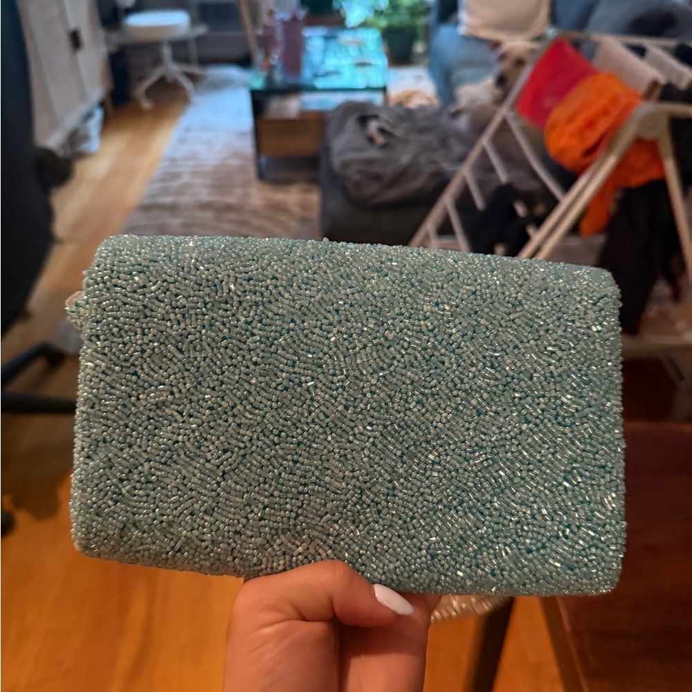 Island To East Side Beaded Clutch in Teal - Picture 5 of 5